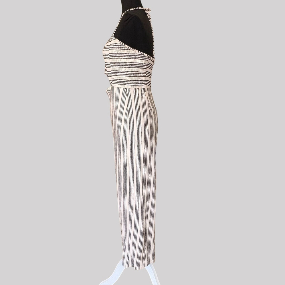 Bershka Cream Black Striped Wide Leg Jumpsuit Medium - Picture 6 of 10